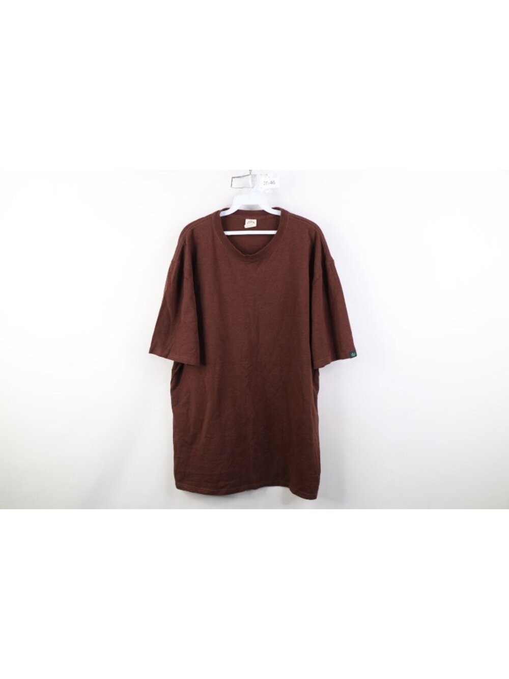 Vintage Y2K Streetwear Mens 2XL Faded Blank Hemp Organic Cotton T-Shirt Brown